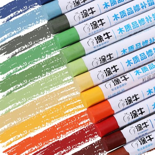 HARFINGTON Wood Filler Sticks Wood Furniture Scratch Repair Filler Sticks Furniture Touch Up Markers with Yellow Scraper for Wood Holes Wood Floor Table Door Cabinet, Sapphire-Blue