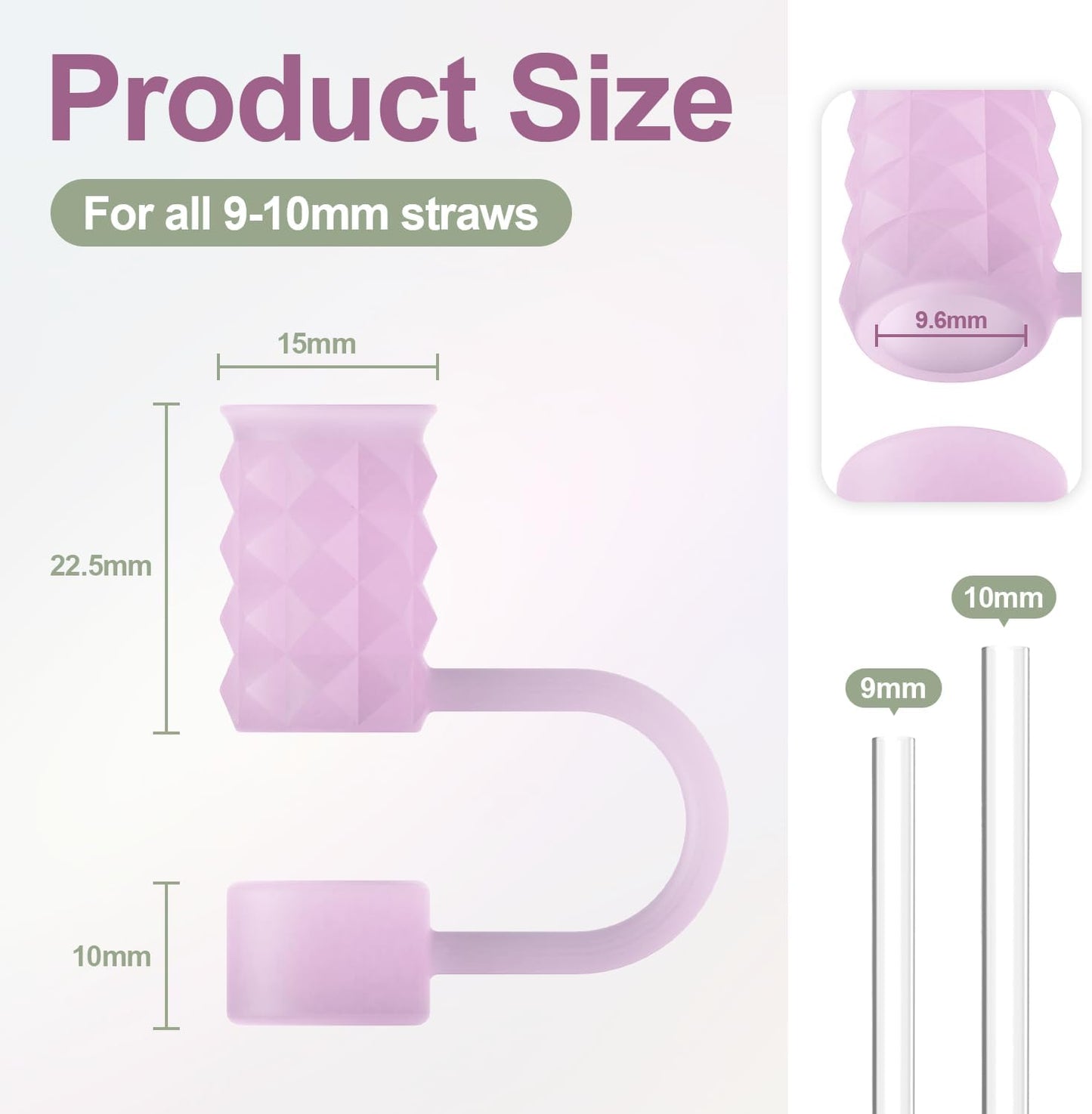 YOTIME Silicone Straw Covers - 6 Pcs Reusable Dust-Proof Caps for Stanley Cup 40 & 30 oz | Translucent Pink