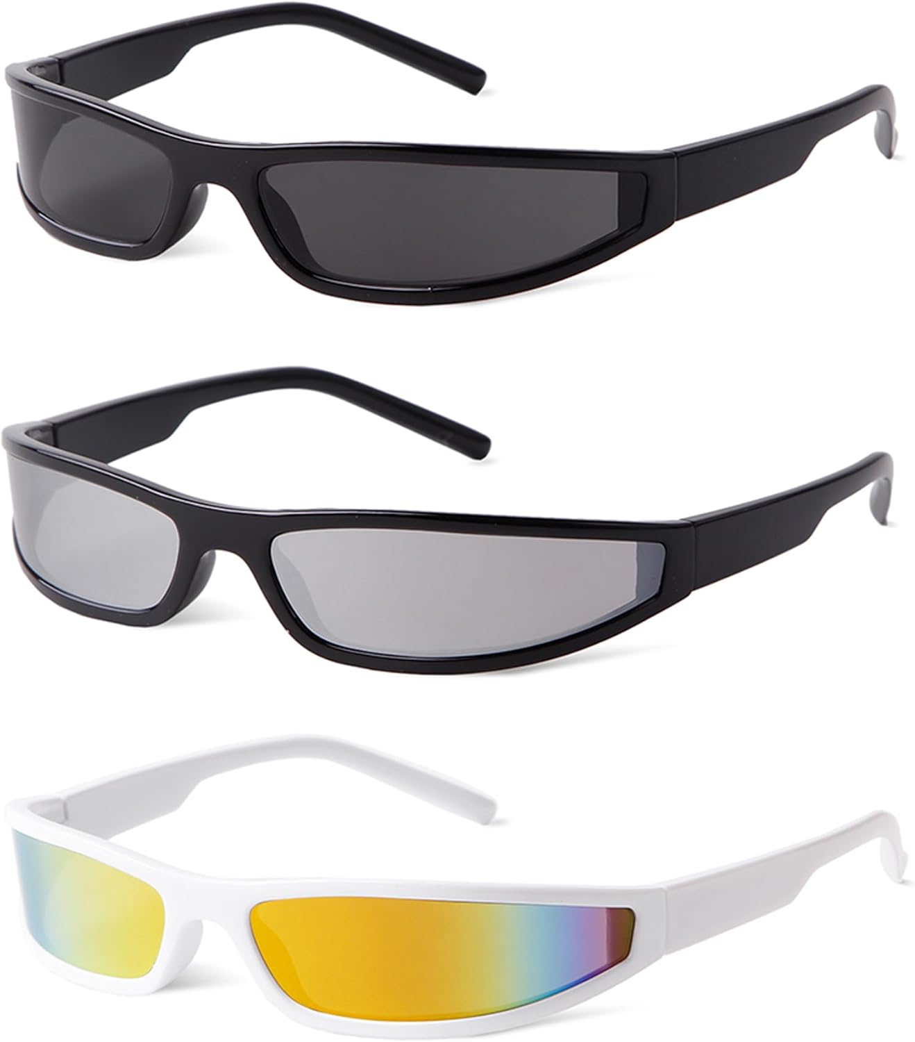 Skiennix Y2K Wrap Around Sunglasses - Futuristic Small Narrow Frame Shades for Men & Women