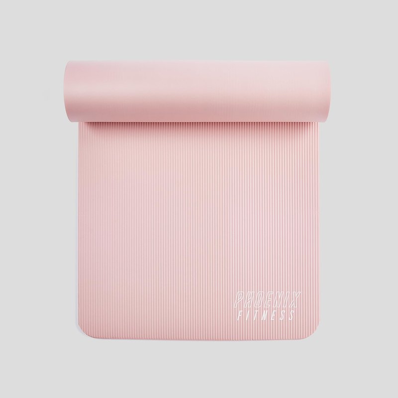 Phoenix Fitness RY1547 Exercise NBR Fitness Yoga Mat - Double Sided Anti Slip High Density Floor Mat - 185 x 61 cm - 15mm Thick with Carry Strap, Pink
