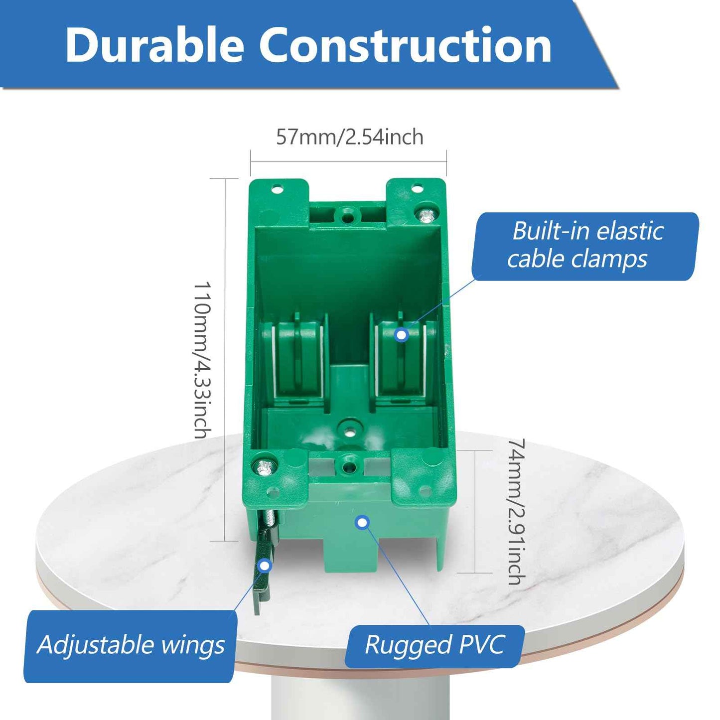 CycevSun 6 Pack Electrical Outlet Box Old Work 1 Gang, Plastic Remodel Drywall Junction Boxes, UL Listed