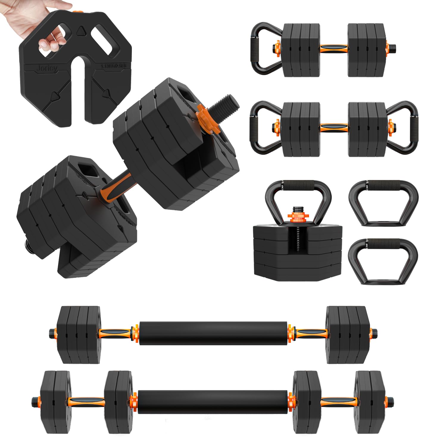 20LBS Dumbbell Set, Adjustable Dumbbells Set Free Weights for Home Gym with Upgraded Weight Plates Used as Barbell-Kettlebells-Weightlift-Push Up Stand,Fitness Exercises Equipment for Women Men