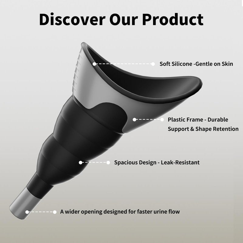 PFP Portable Female Urination Device - Collapsible Stand to Pee Silicone Funnel with Storage Pouch, Compact She Pee Cup for Festivals & Outdoor
