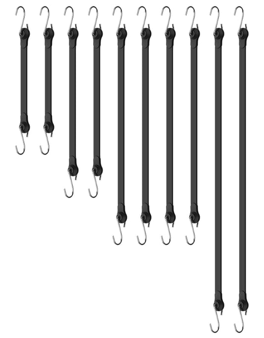 Joneaz Silicone Rubber Bungee Cords with Metal Hooks Heavy Duty Outdoor, Assorted Sizes, 2x10 in, 2x15 in, 4x21 in and 2x31 in,Can Stretch to 1.8X Original Length