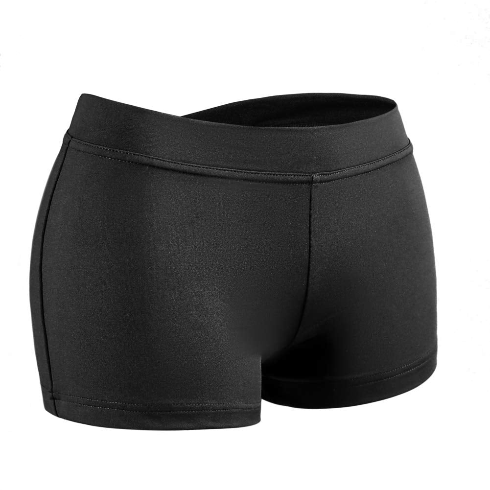 SUPRNOWA Low Rise Boy Cut Shorts for Women Athletic Spandex Gym Workout Booty Volleyball Yoga Dance Shorts (Black, Medium)