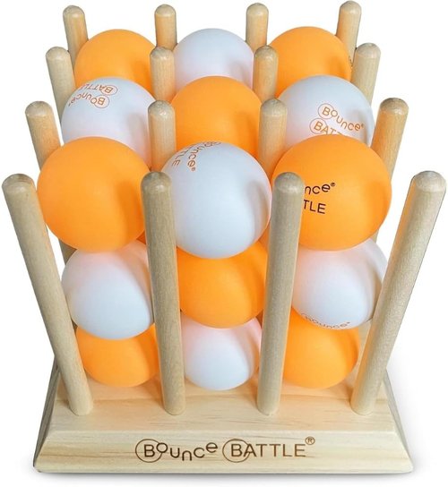 Bounce Battle Wood Edition - Fast-Paced Skill & Strategy Game for Kids | Includes 27 Balls & Wooden Cube