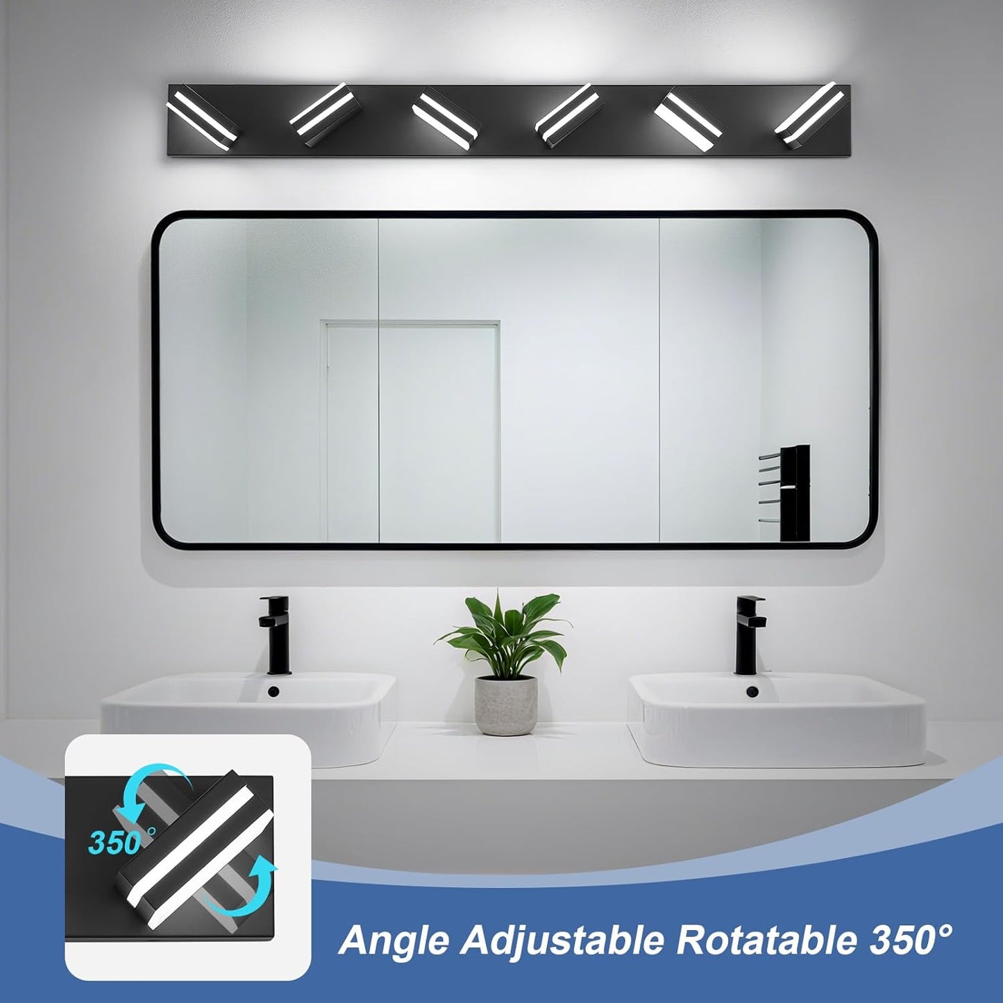 3-Light Modern LED Bathroom Vanity Light Fixture - Black Metal & Acrylic, 16-inch Over Mirror Lighting