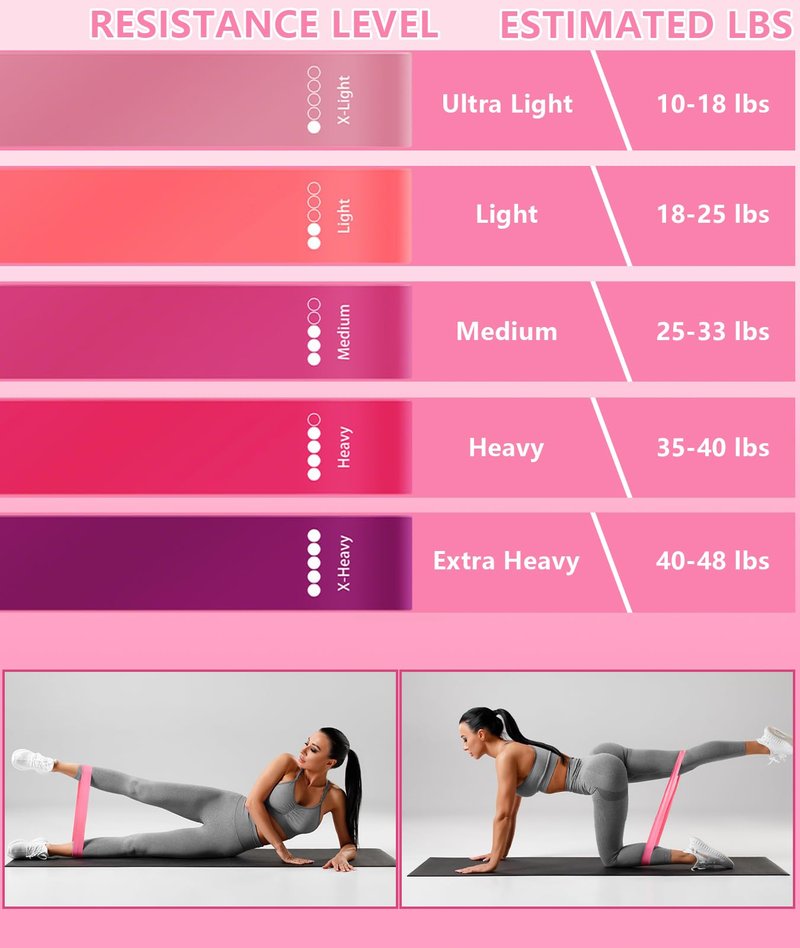 Pilates Ring Set with Adjustable Resistance, Full Body Workout Kit for Women, Portable Travel Bag (Pink)