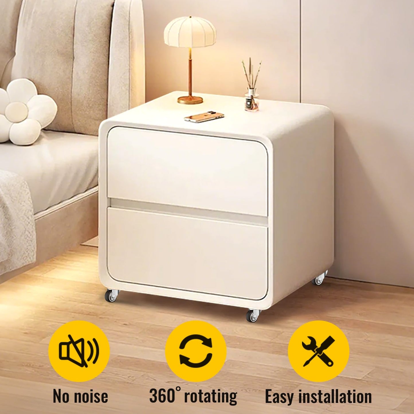 HOLKIE Caster Wheels 1.5 inch, Heavy Duty Furniture Casters Set of 4, Rubber Castors No Noise, Ball Bearing Swive Castor Wheels for Furniture Holding 200 LBS,Made for Desk,Night Stand,Shoe Rack