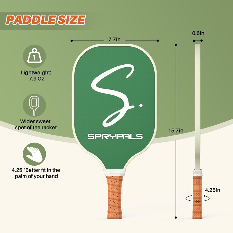 Sprypals Pickleball Paddles Set of 4,USAPA Approved Pickleball Paddle Cute Pickleball Set with 4 Pickleball Paddles, 4 Indoor & Outdoor Balls and 1 Carry Bag, Pickle Ball Set for Men Women Beginners