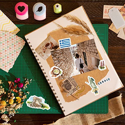 Navy Peony Greece Travel Stickers for Journals - Watercolor Waterproof Decals, 29 Pieces, Greek Landmarks & Culture - Travel Journal Edition