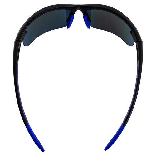 Optic Edge Fireball Wraparound Sports & Motorcycle Sunglasses for Men or Women Semi-Rimless Matte Black Frame w/Dielectric Blue Mirror Lens
