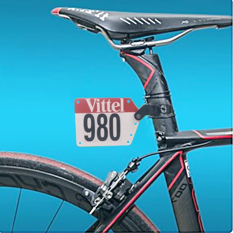 Thinvik Bike Race Number Plate Holder Cycling Number Mount - Quick Release with Rubber Bands（Include Number Plate）
