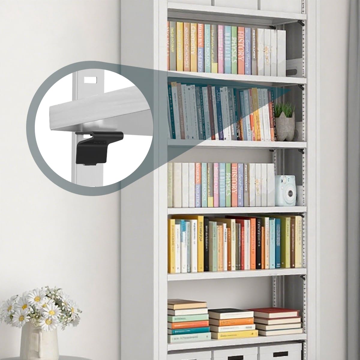 Lenink 256P-ZC Adjustable Pilaster Shelf Clip, 28 Pcs Black Shelving Brackets Clips for Metal and Wood Shelving