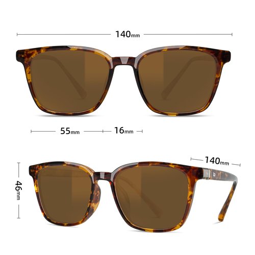 B.N.U.S Scratch-Resistant Polarized Sunglasses with Corning Glass Lenses for Superior Clarity and UV Protection (Tortoise Frame/B-15 Polarized, Polarized)