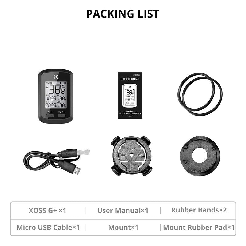 XOSS G+ GPS Bike Computer, Bluetooth ANT+ Cycling Computer, Wireless Bicycle Speedometer Odometer with LCD Display, Waterproof MTB Tracker Fits All Bikes Electric Bike (XOSS APP Support)