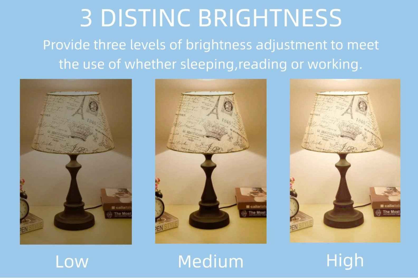 GODUORA 6 Pack 3-Way LED Light Bulb 50W/100W/150W Equivalent, 3000K Soft White, 3-Level Dimmable (Low/Medium/High), E26 Base, A19 15W Energy Saving Bulbs, Flicker-Free, for Table Lamps Floor Lamps