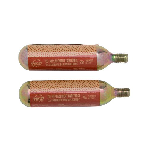 Planet Bike 25g Threaded CO2 Replacement cartridges - 2 Pack,Red/Gold