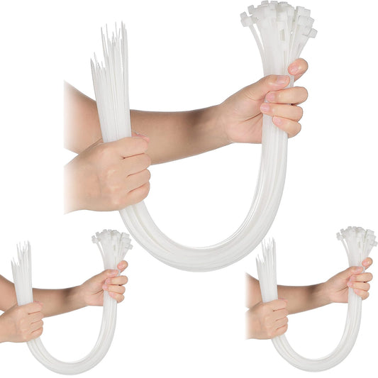 Shappy 50 Pcs Zip Ties Heavy Duty Strong Large Cable Wire Ties Zip Industrial Sturdy Wire, Awnings Tying Branches Bundling of Crops Fixed Water Pipes(18 Inch, 24 Inch, 30 Inch,White)