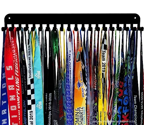 Premium Medal Display Hanger - Never Give Up, 16 Inch with 20 Hooks