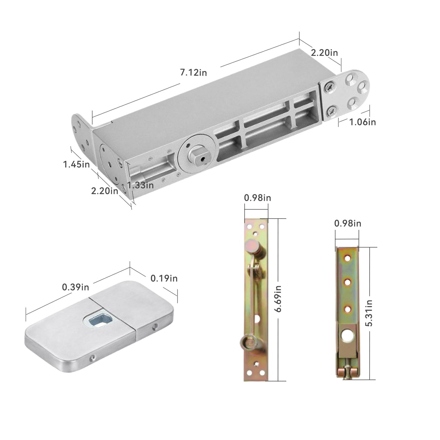 GEKRONE Self Closing Concealed Door Pivot Hinges Heavy-Duty Spring Hydraulic 360 Degree Rotation Stainless Steel Invisible Wooden Secret Hidden Door Hinge System Adjustable Speed Door Weighs 220 Lbs