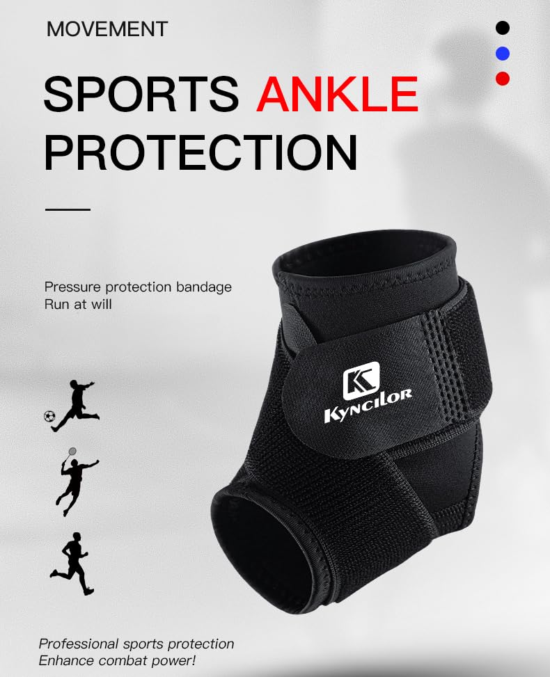 Ankle Brace Compression Sleeve - Black, Large - Plantar Fasciitis Relief
