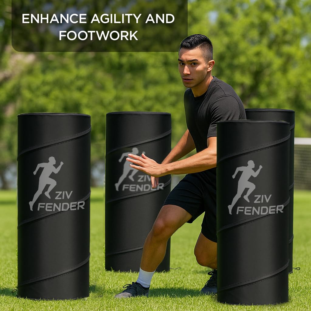 ZivPlay Pop Up Defender Soccer and Basketball Defender Dummy Practice Equipment for Defence Training Drills with Pack of 3 Pop Up Barrels Sand Bags and Carry Bag Color Black