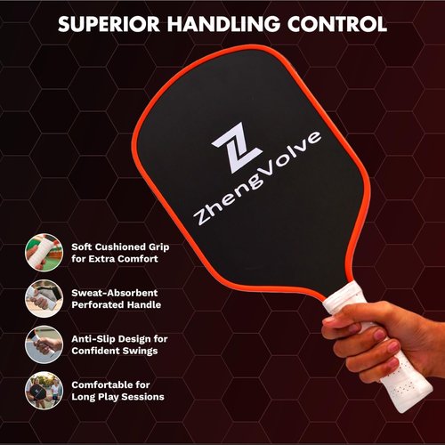 ZhengVolve Pickleball Paddle T300 Raw Carbon Fiber with 16mm PP Honeycomb Core, Elongated Anti-Slip Handle for Power, Spin, Control & Speed Pickleball Racket