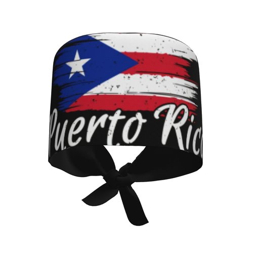 Cute Puerto Rico Flag Working Cap Women Men Cleaning Working Hats Adjustable Puerto Rican Tie Back Hats with Sweatband