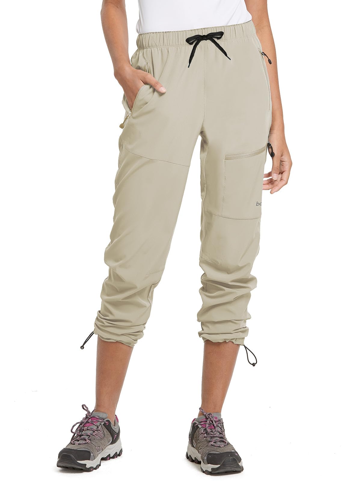 baleaf Travel Pants Women Hiking Long Tall Lightweight Quick Dry Water Resistant Cargo Pants 31'' Trip 31''-Suntan L