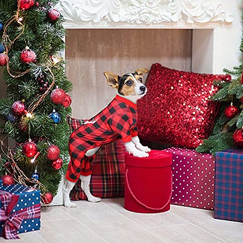 Dog Christmas Pajamas - Buffalo Plaid with Reindeer Print, Medium