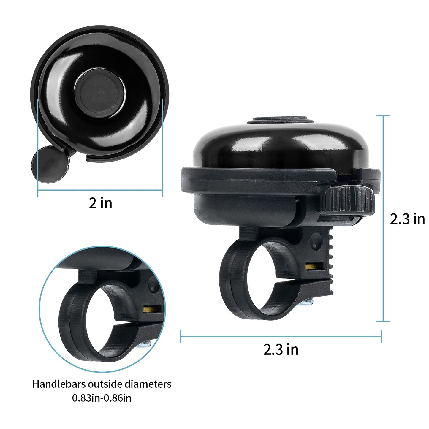 Xthuge Classic Bike Bell, Aluminum Bicycle Bell, Loud Crisp Clear Sound Bicycle Bike Bell for Adults Kids(Red, Black-Right Hand Use-2 Pack)