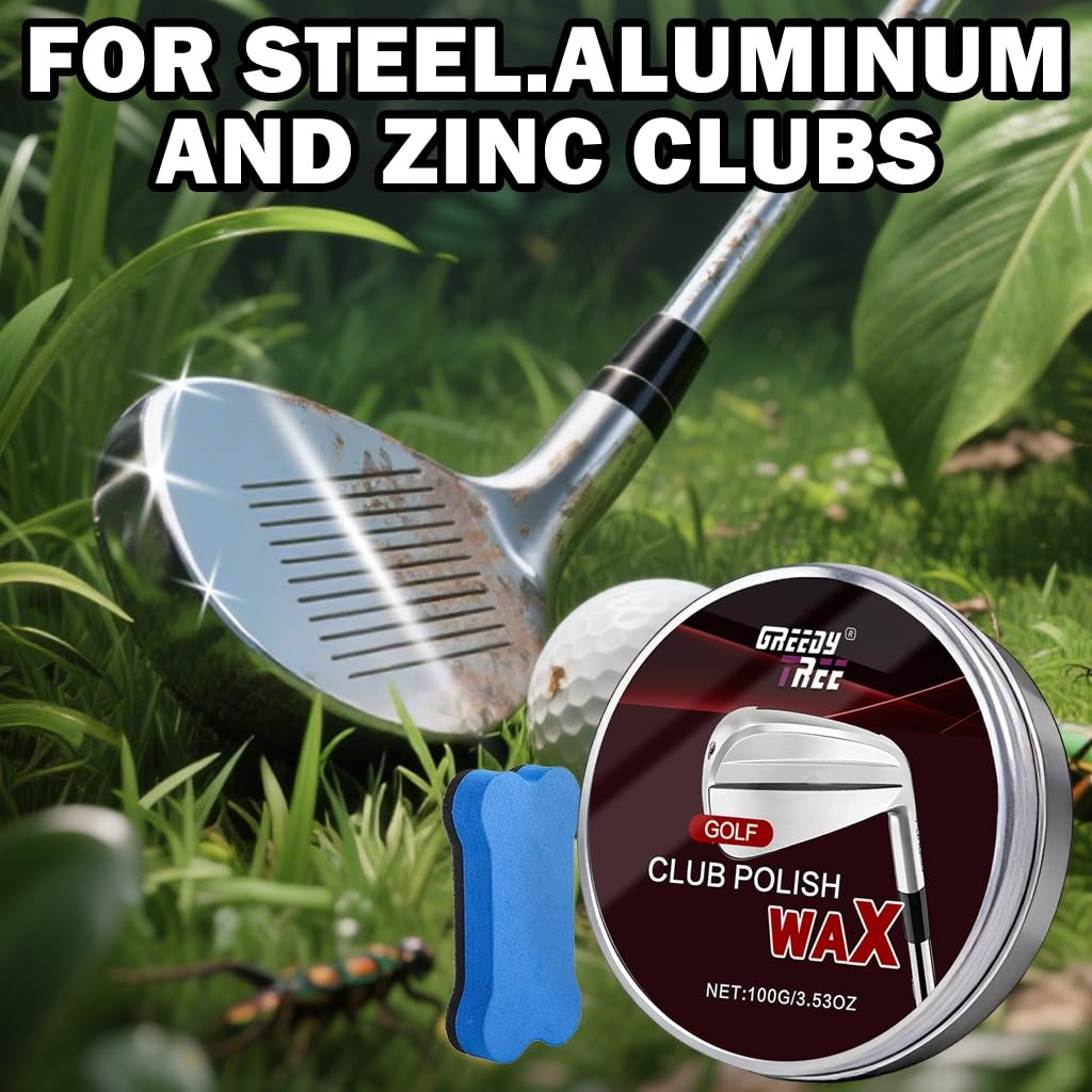 Golf Club Polish Kit & Golf Club Head and Groove Cleaner Kit - Removes Rust, Oxidation & Dirt - 3.53 oz Non-Abrasive Long Lasting Metal Polishing Paste for Aluminum, Chrome & Steel, with Sponge Pad