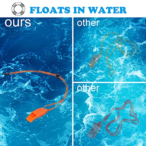 Super Loud Floating Emergency Whistle with Lanyard - 2 Pack, Orange