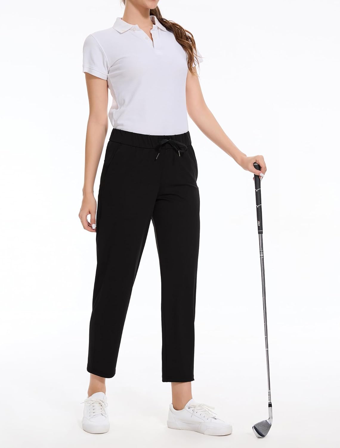 Skiennix Women's Golf Pants - Stretchy 7/8 Ankle Sweatpants with Deep Pockets for Athletic & Travel