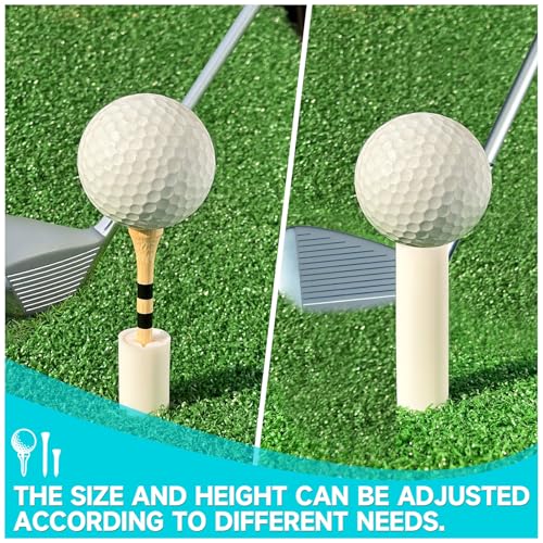Rubber & Bamboo Golf Tees Set - 16-Piece White Variation
