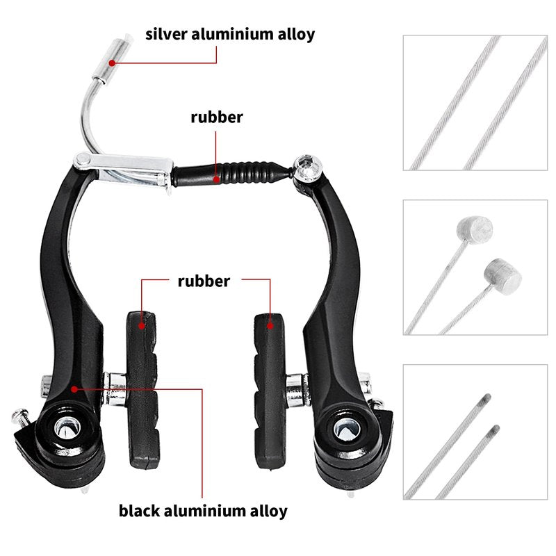 Gashwer Complete Bike Brakes Set, Universal Bike Front and Rear MTB Brake, Inner and Outer Callipers Cables Lever Kit with Multi-Tool Wrenches Black