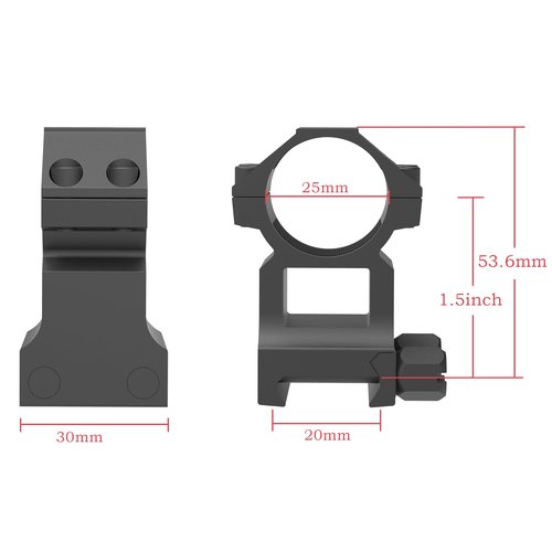 Eastern Tactical Supply Scope Rings 1 Inch Picatinny, 1.5 Inch Height Picatinny Scope Mount for Heavy-Duty Rifle Scope Hunting (RG25-150D) (Black)