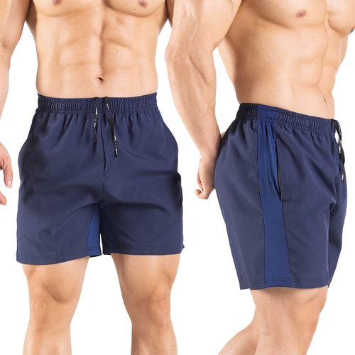 Gaglg Men's Running Shorts - Quick Dry Athletic Gym Shorts with Zipper Pockets | 5" Length, 2 Pack