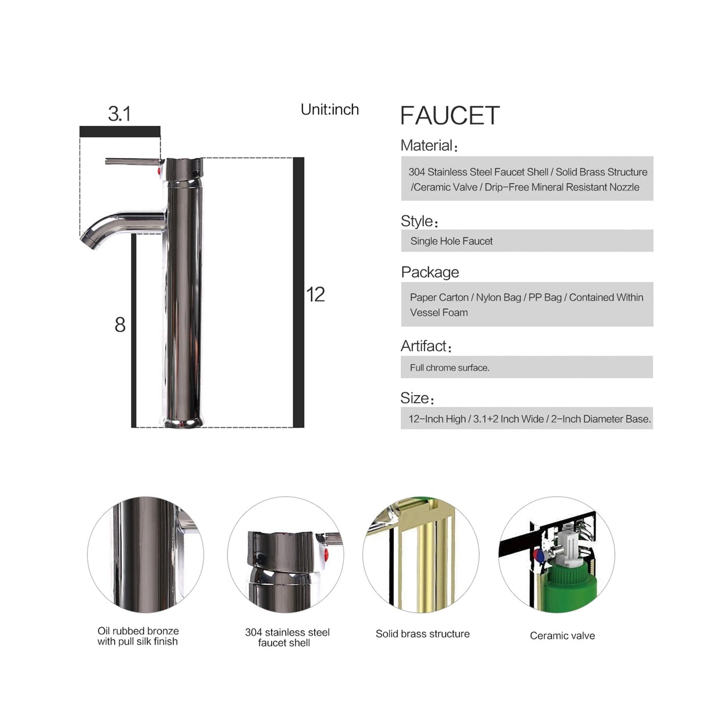 Bathroom Vessel Sink, Tempered Glass Vanity Round Bowl with Chrome Faucet and Pop up drain Set, Blue