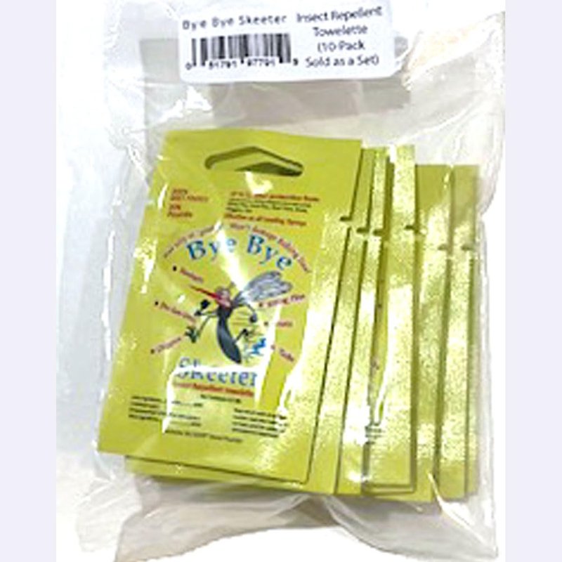 Bye Bye Skeeter Insect Repellent,Towellette Wipes DEET Free 20% Picaridin (10 Pack) Tell Your Bye Bye Skeeter Story