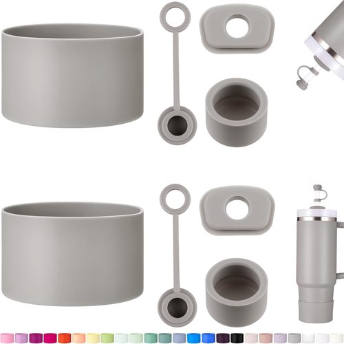 HYZ Silicone Spill Proof Stopper Set - 8 Piece Accessory Kit for Stanley H2.0 Tumblers | Ash Color