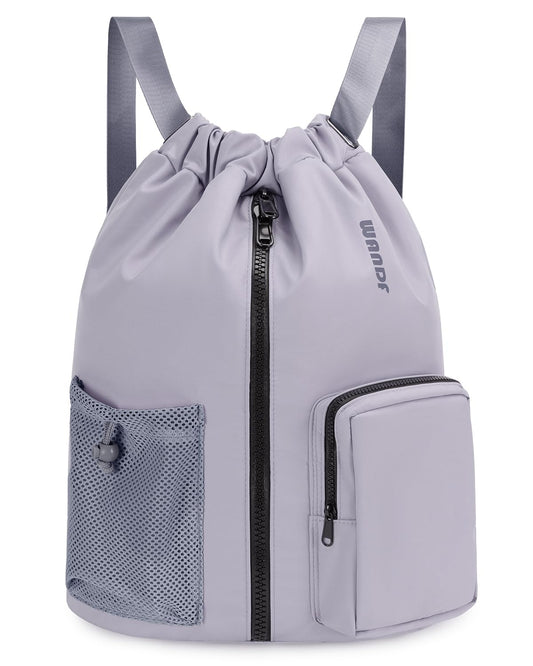 WANDF Drawstring Backpack with Shoe Compartment, Sports Gym Bag
