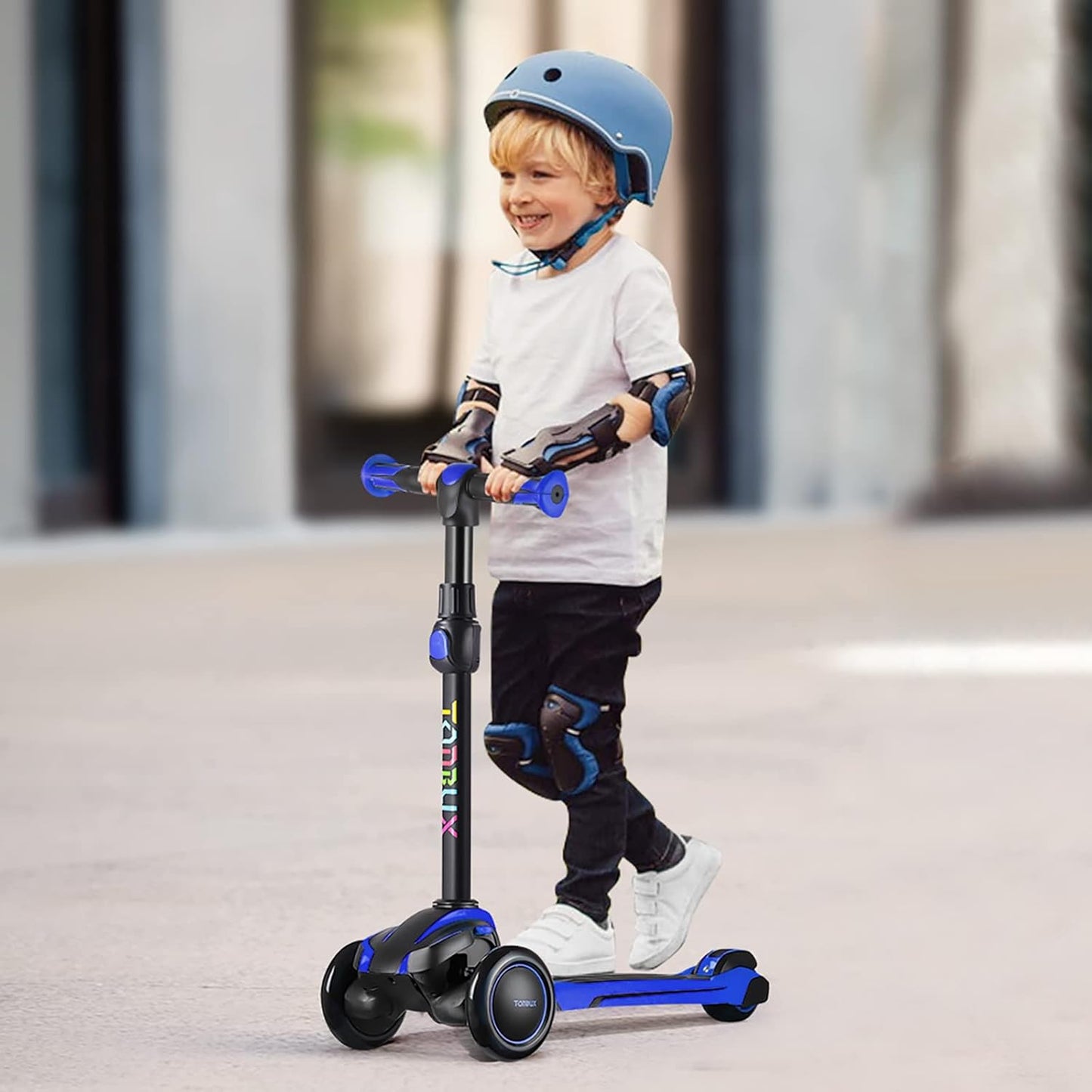 TONBUX Kids Scooter - Adjustable Height, Light-Up 3-Wheel Design | Shock Absorption & Balance Training for Ages 3-12