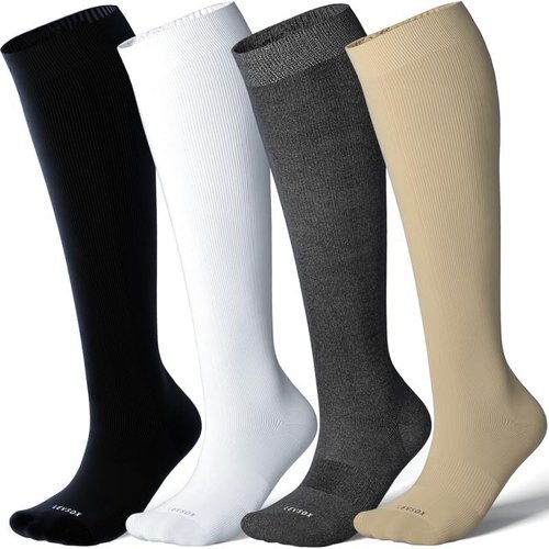 LEVSOX Bamboo Compression Socks - 20-30 mmHg Knee High Support for Pregnant Women | Cute Travel Design