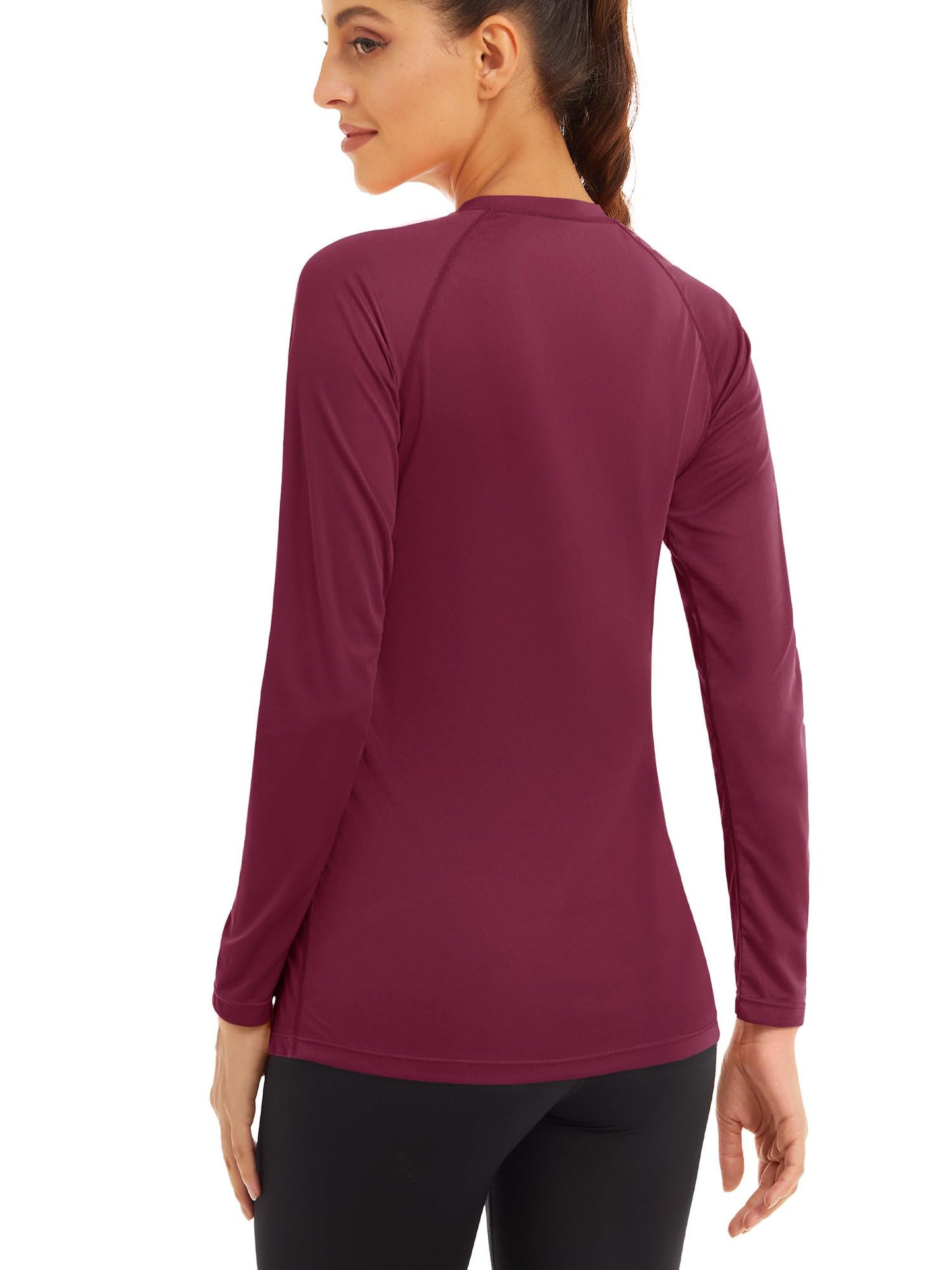 MAGCOMSEN Casual Running Shirts Fishing Tee UV Protection Shirts for Women Long Sleeve Shirts for Women Performance Shirts Workout Shirts Women Wine Red