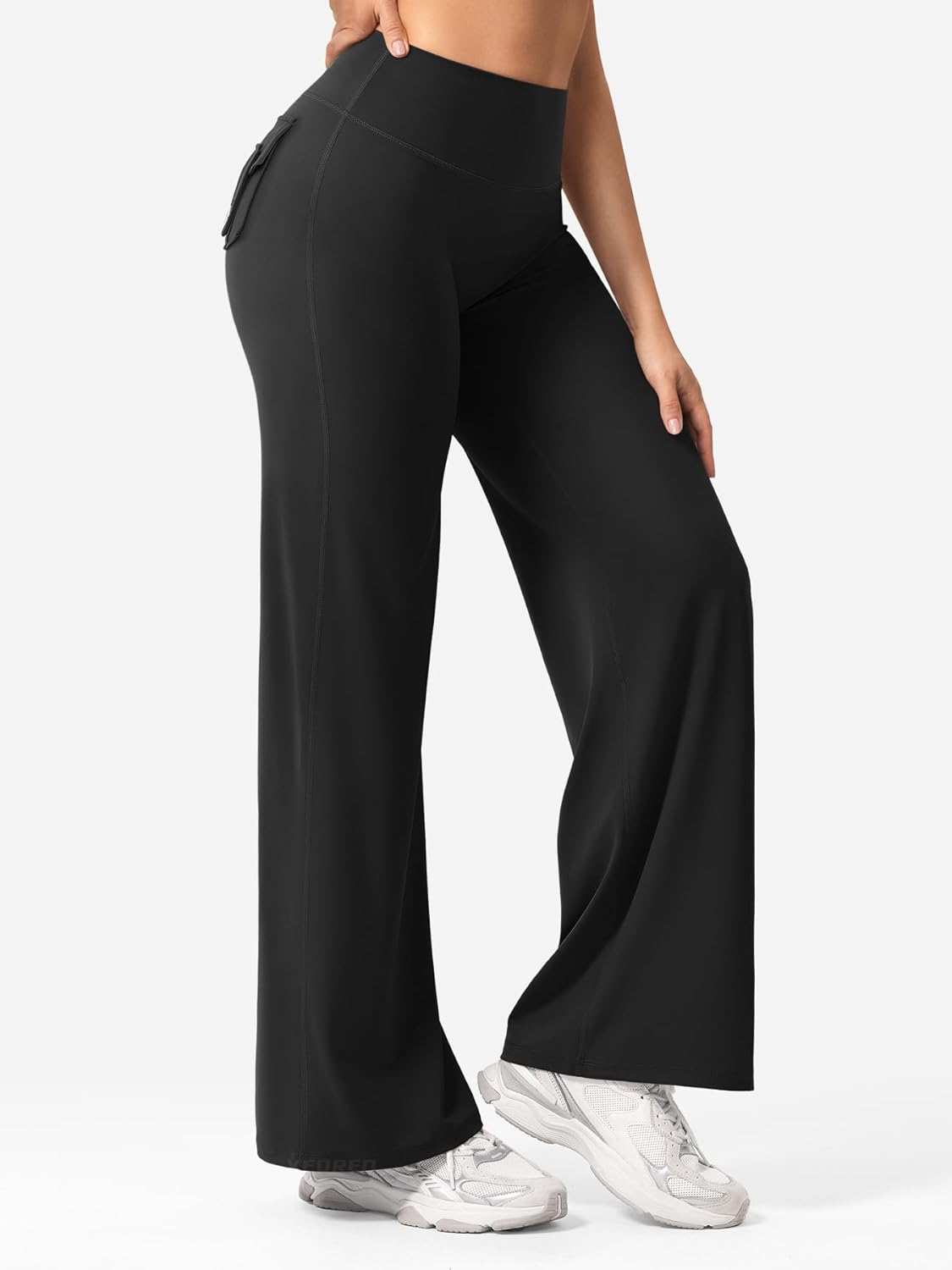 YEOREO High Waist Cargo Leggings - Straight Leg Workout Pants with Pockets for Women