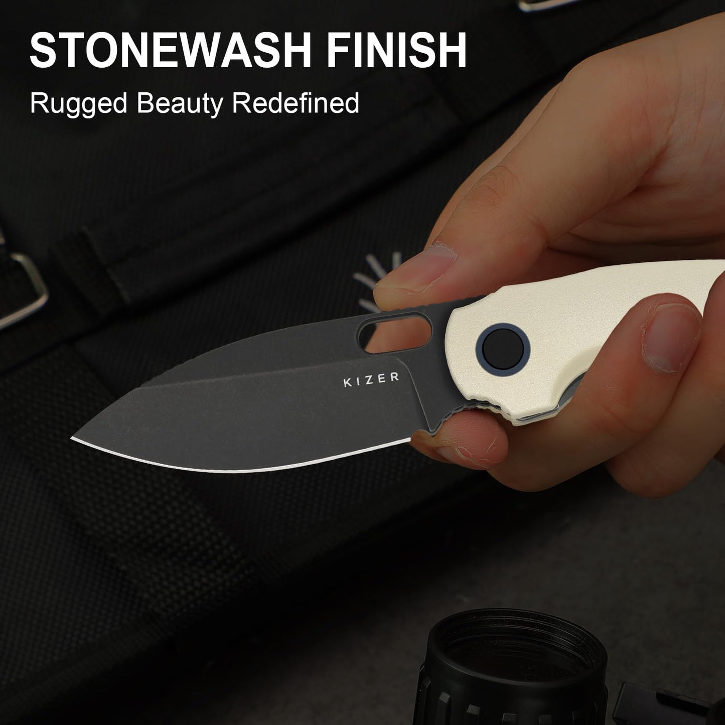 Kizer Seagull EDC Pocket Knife, 2.94" 14C28N Drop Point Folding Knife with Aluminum Handle, Flipper & Thumb Hole Opener, Liner Lock, for Camping Hiking Fishing V3770A3