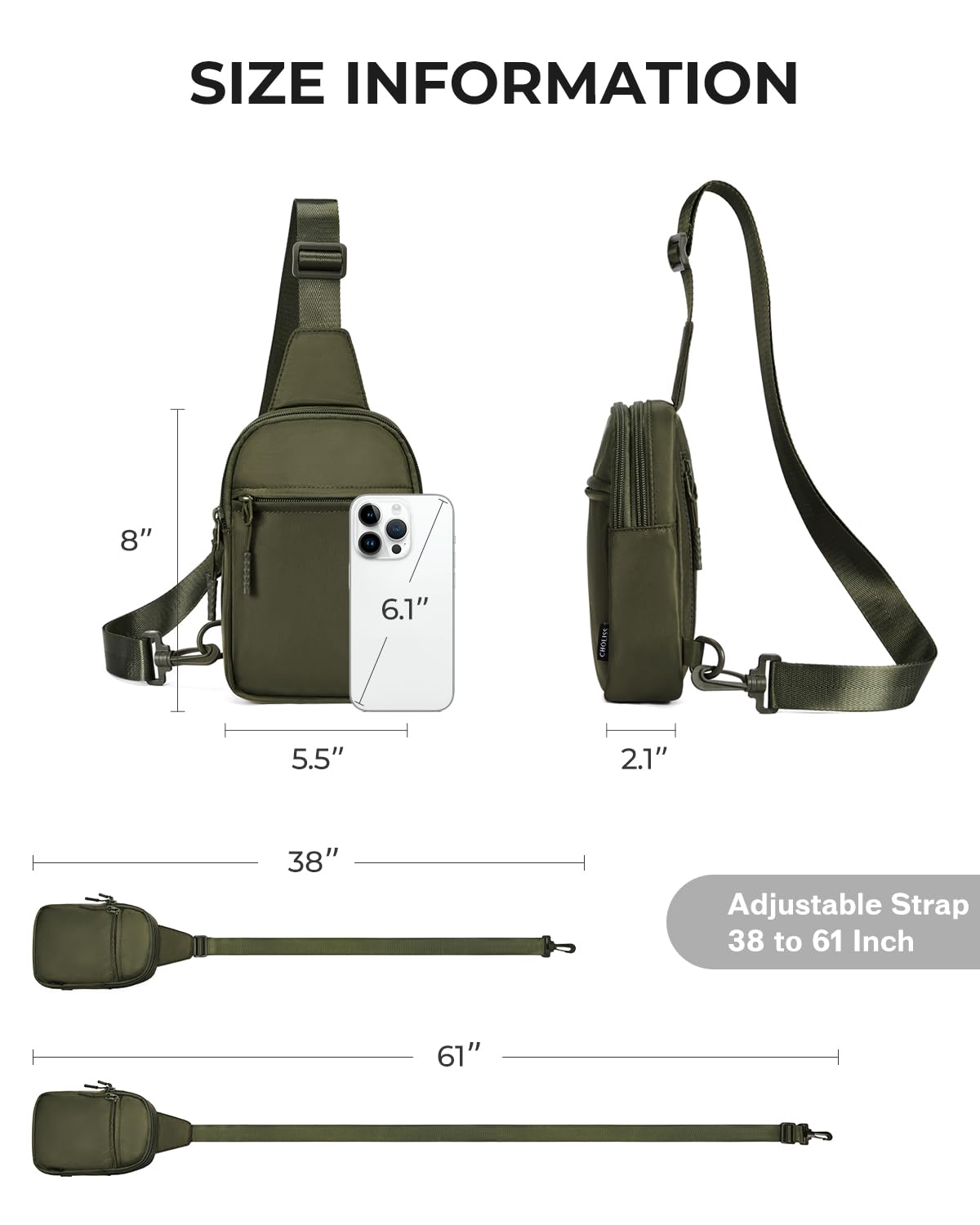 CHOLISS Small Crossbody Bags for Women and Men, Sling Backpack Travel Bag Nylon