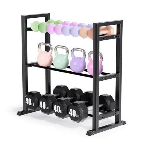 3-Tier Adjustable Dumbbell Rack ，Weight Storage Stand Holder for Dumbbells & Kettlebells, Heavy-Duty Metal Multi-Purpose Gym Equipment Storage Stand for Home Gym Accessories